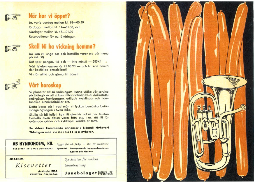 Presto grillens reklam från 1961, sid 1. Här pratas om en kommande Norrländsk Tunnbrödsrulle. Presto grillens reklam från 1961, sid 1.