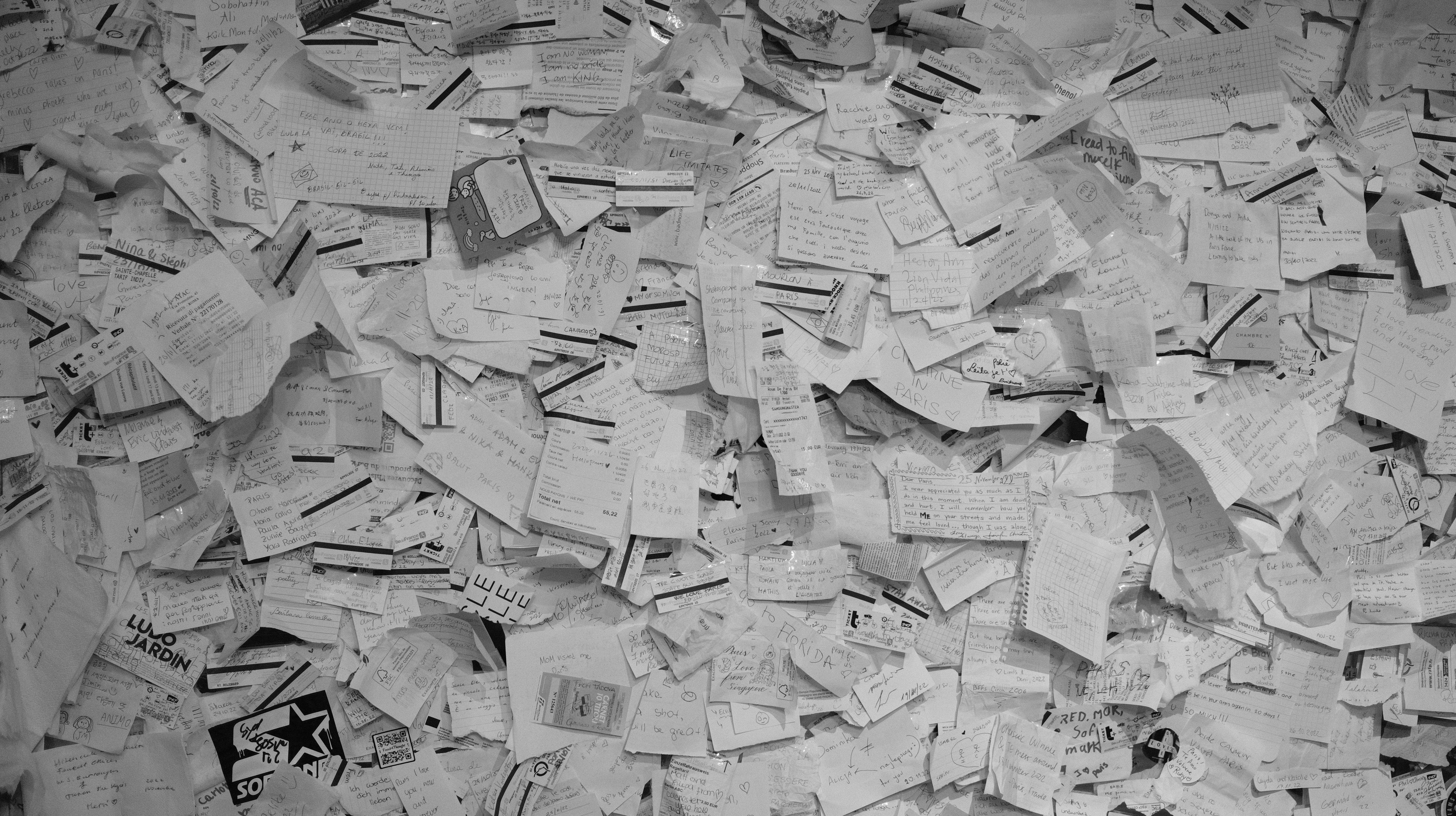 A pile of messy papers