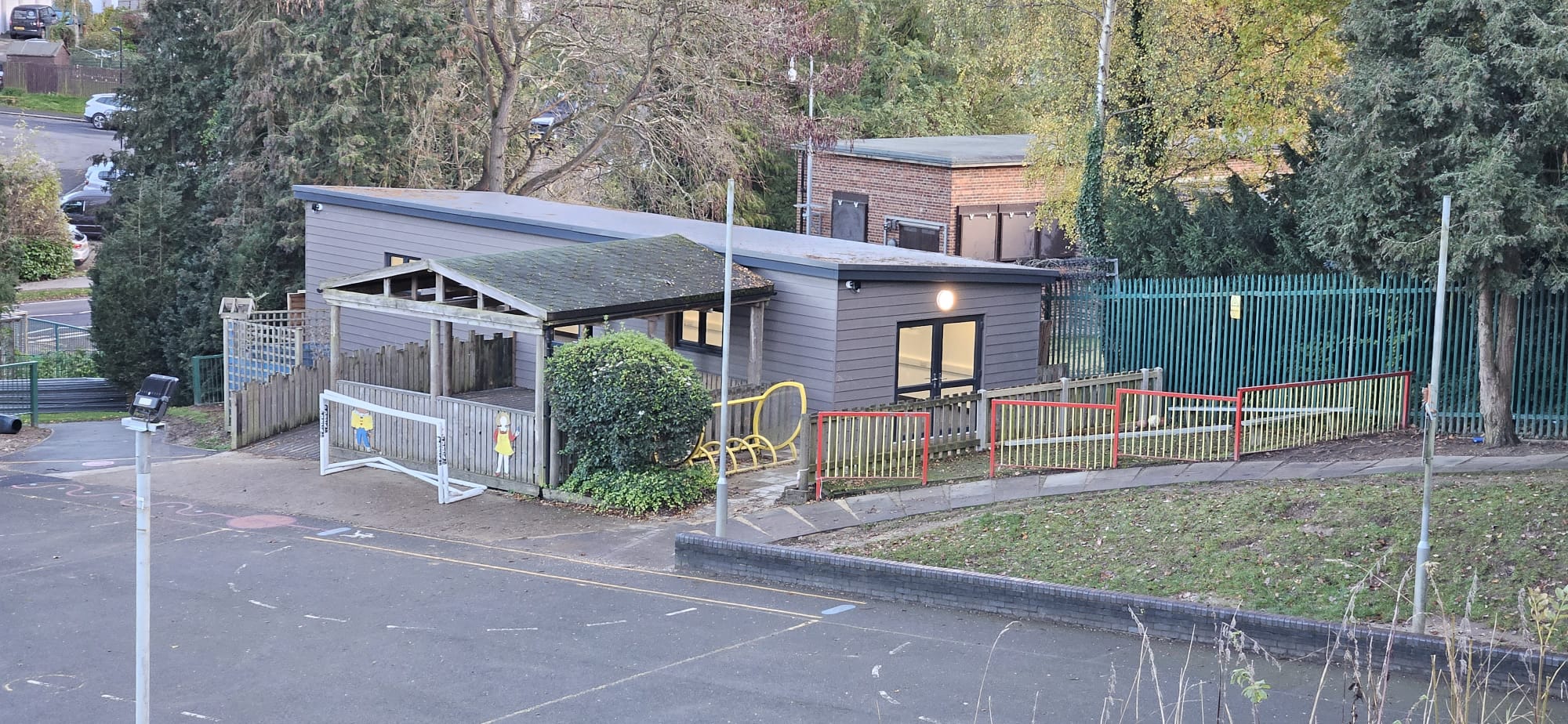 Classroom behind shelter