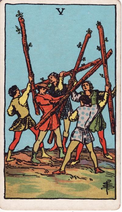 Five of Wands Tarot Card Meanings - 5