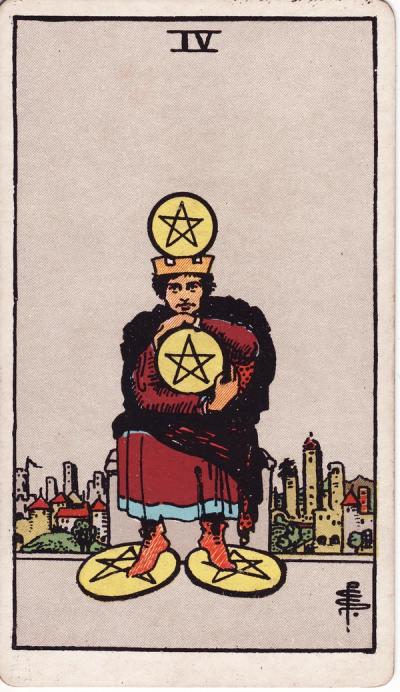 Four of Pentacles Tarot Card Meanings - 4