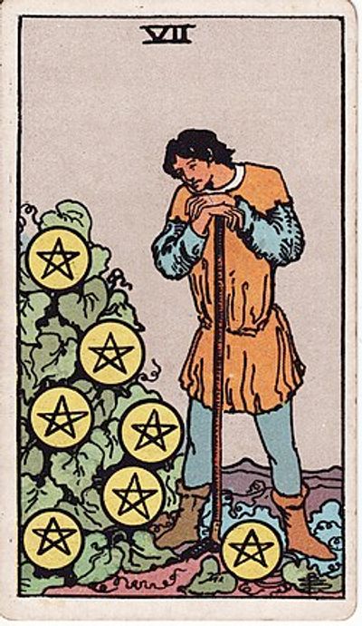 Seven of Pentacles Tarot Card Meanings - 7