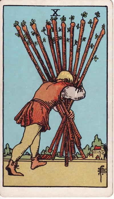 Ten of Wands Tarot Card Meanings - 10