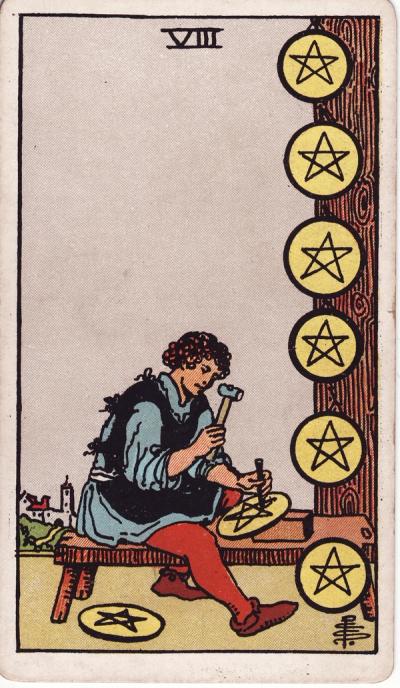 Eight of Pentacles Tarot Card Meanings - 8