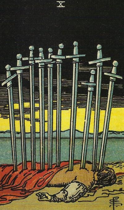 Ten of Swords Tarot Card Meanings - 10