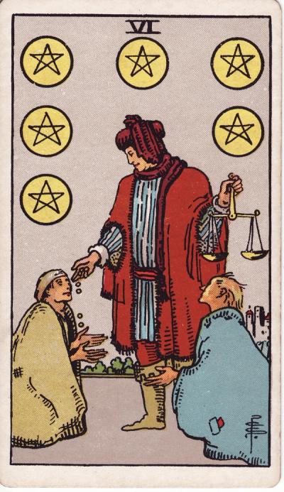 Six of Pentacles Tarot Card Meanings - 6