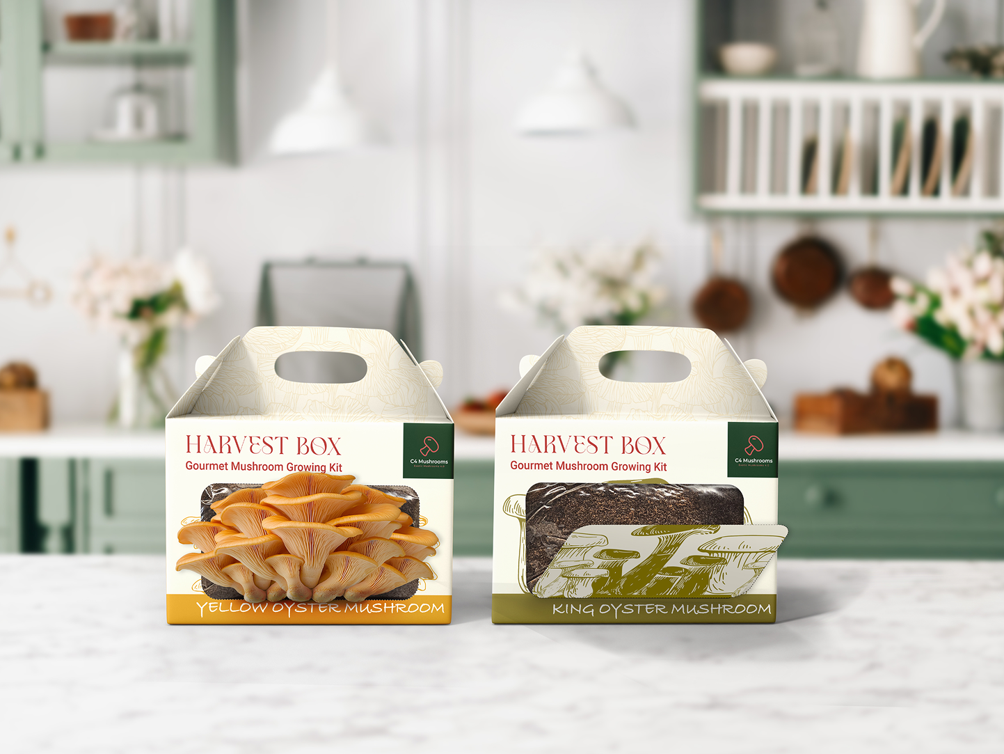 C4 package with mushrooms