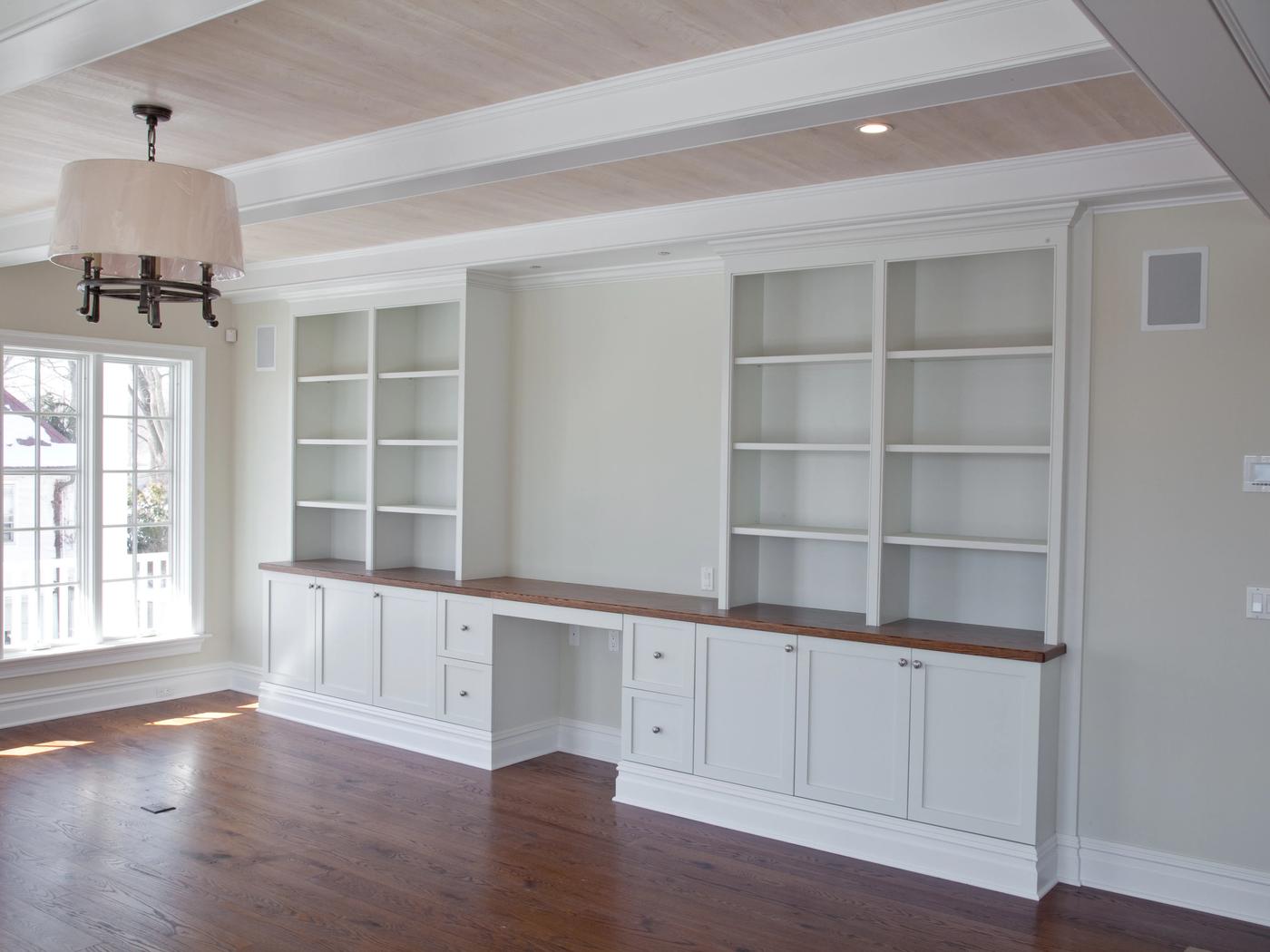 Interior room with finished built-ins and detailed paintwork.