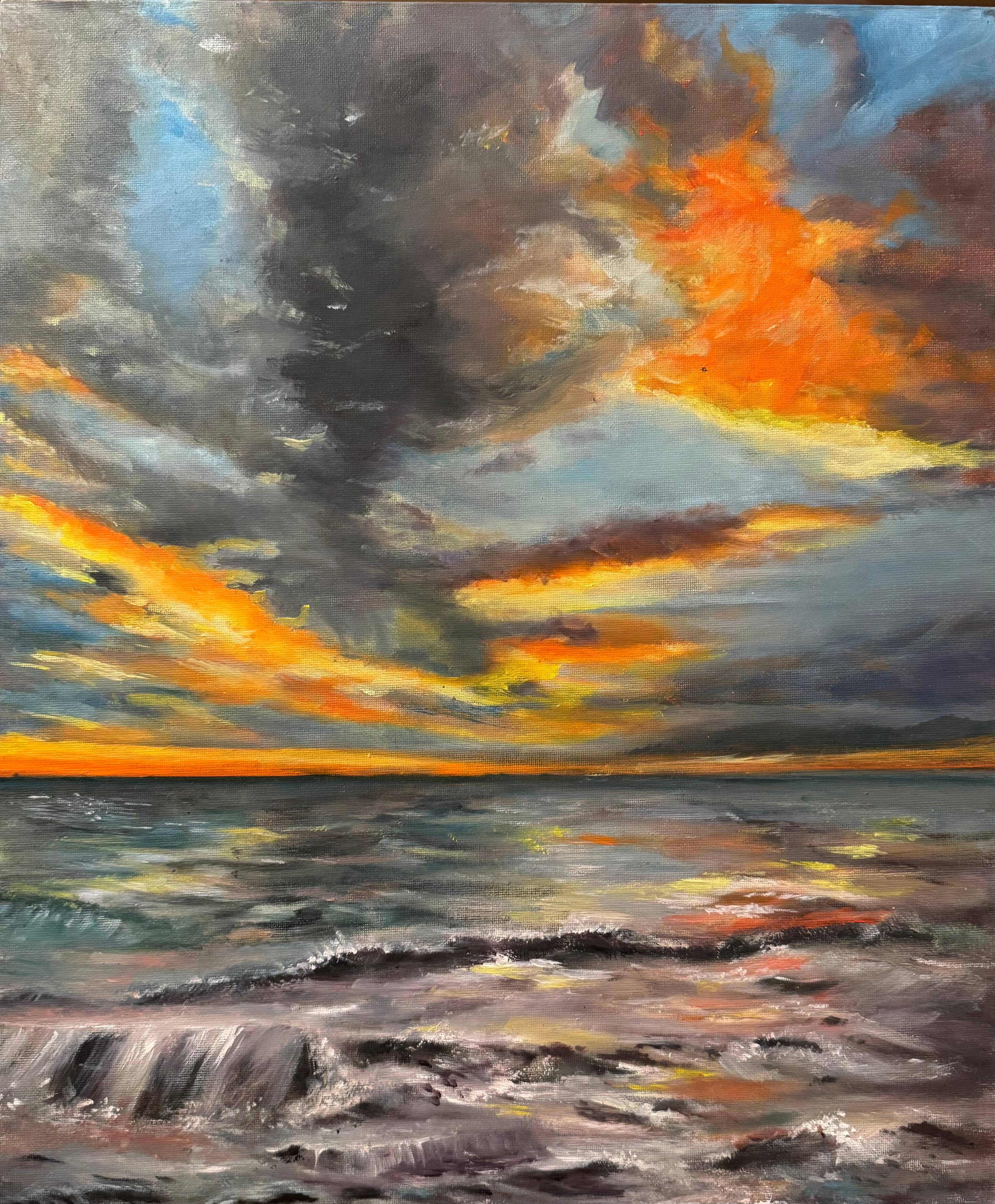 Sunset at Carmel — Oil on canvas by Shue Snyder