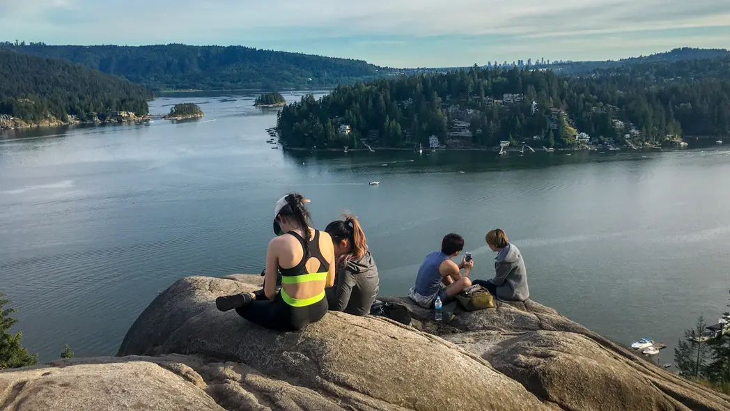 Enjoying the view at Quarry Rock