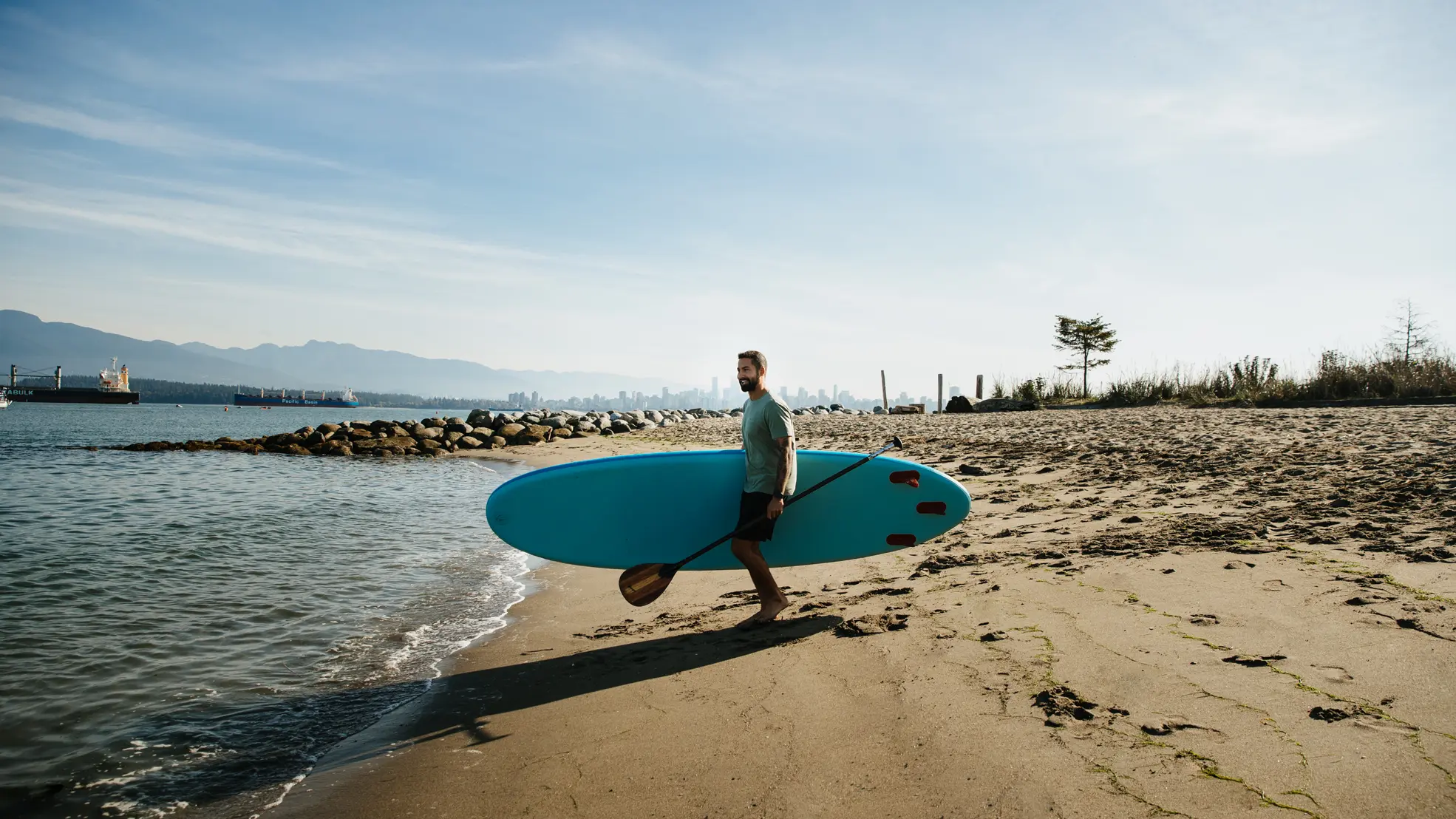 Paddleboarder at Spanish Banks Beach in Vancouver