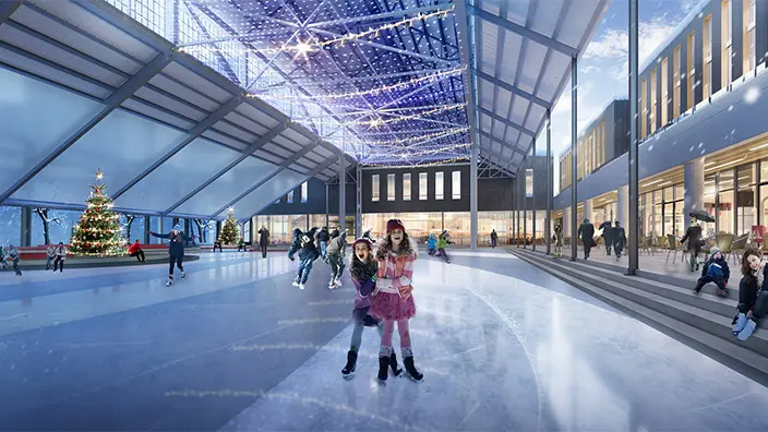 Artists rendering of the what the new Shipyard Commons ice rink in North Vancouver will look like once it is open