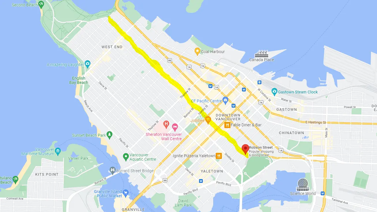 Robson Street Map