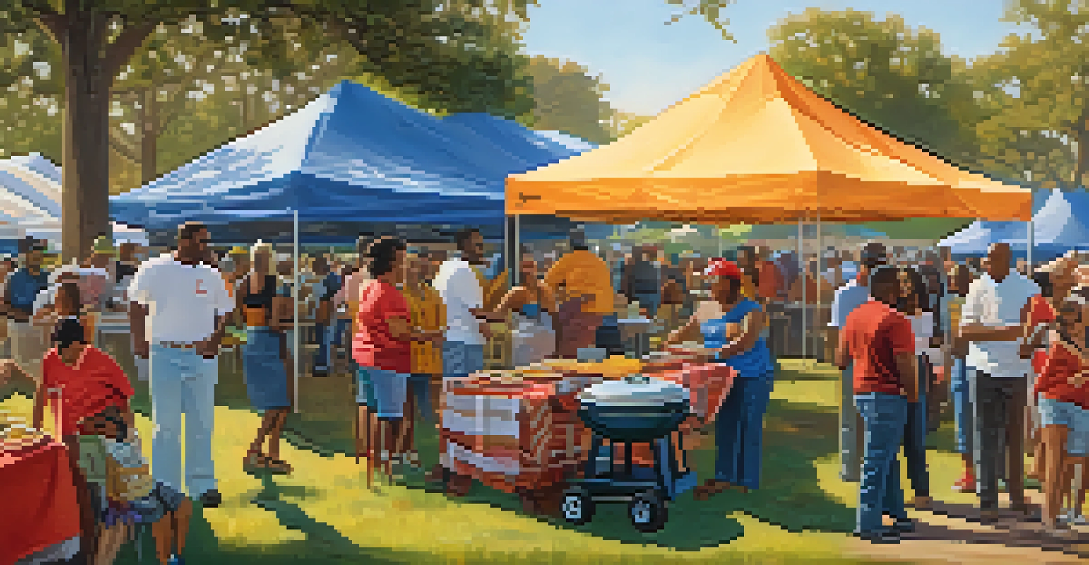 Friends and families enjoying a tailgate party with food and drinks before the Bayou Classic football game.