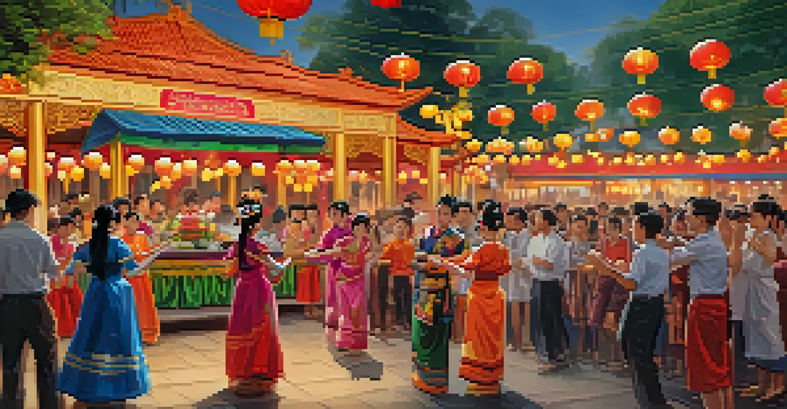 A Tet Festival celebration with dancers in colorful costumes and a lively audience in New Orleans.