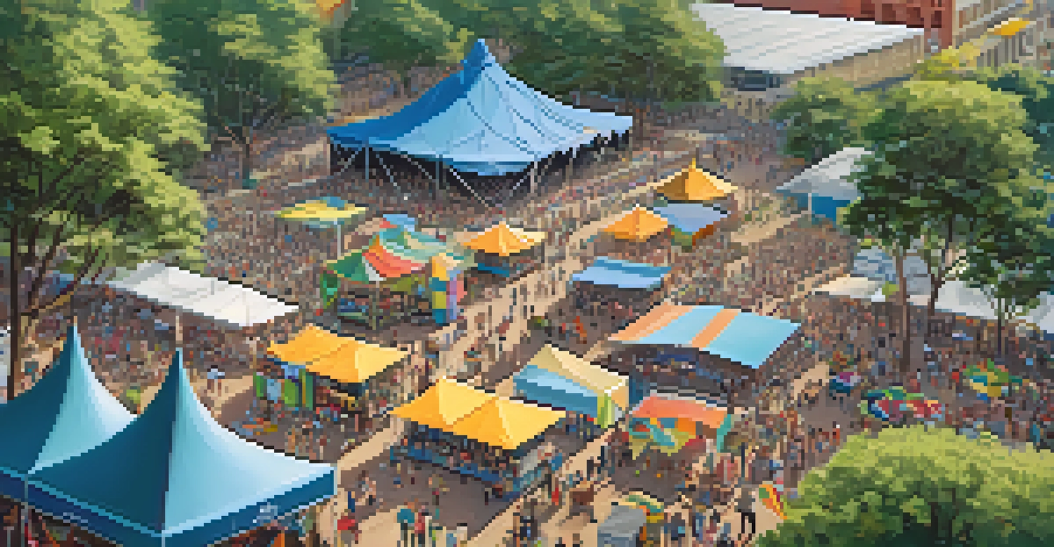 Aerial view of City Park filled with festival-goers, stages, art installations, and food vendors during the Voodoo Music + Arts Experience.