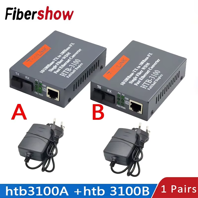 Fiber Media Convertor Ethernet/Fast Ethernet/Gigabi Ethernet HTB-100S-25KM-A/B