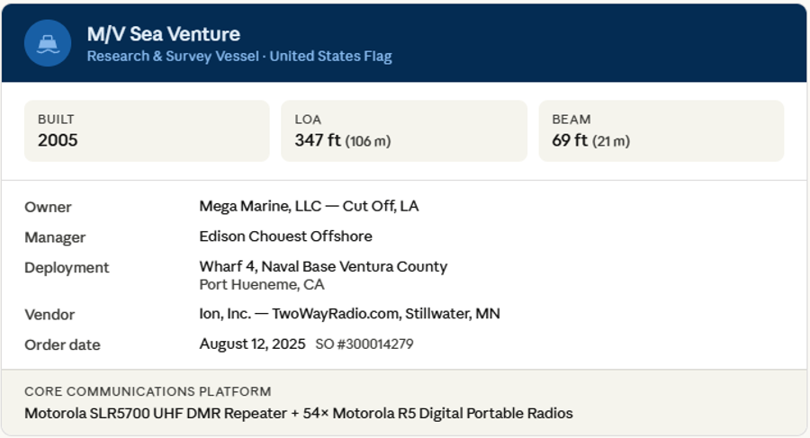 M/V Sea Venture <> Motorola <> www.twowayradio.com