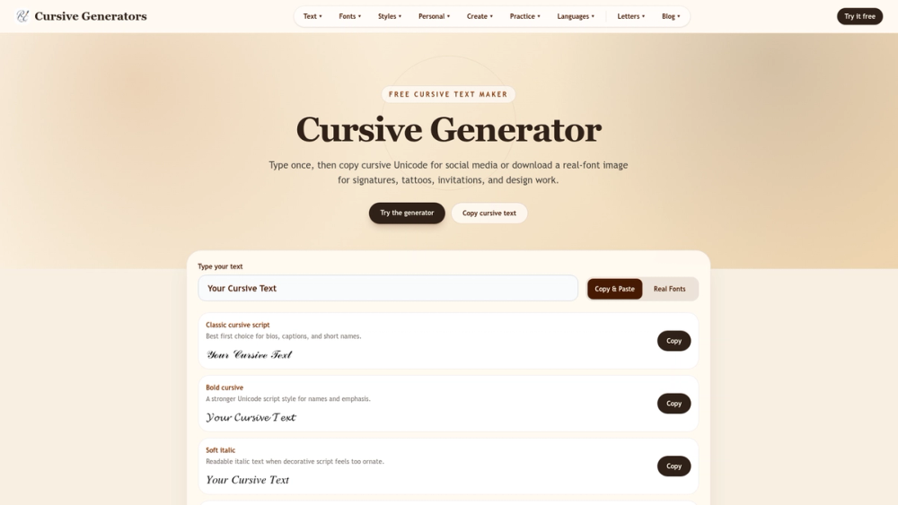 image of Cursive Generator