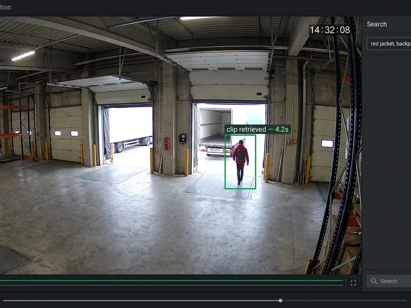 Forensic video search interface retrieving clips by object description from edge-indexed metadata