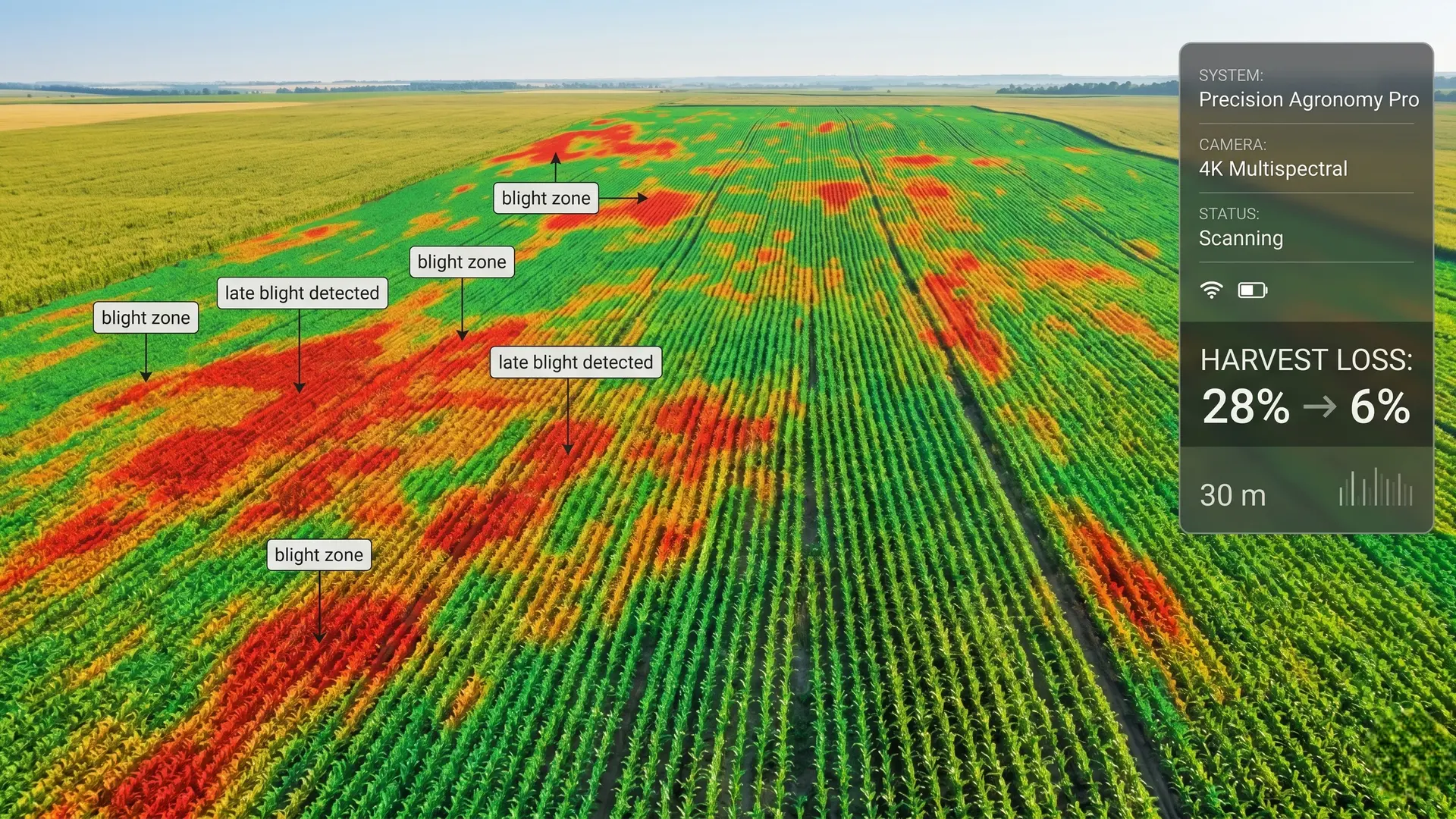 Drone crop disease mapping with georeferenced heatmap from edge-processed orthomosaic imagery