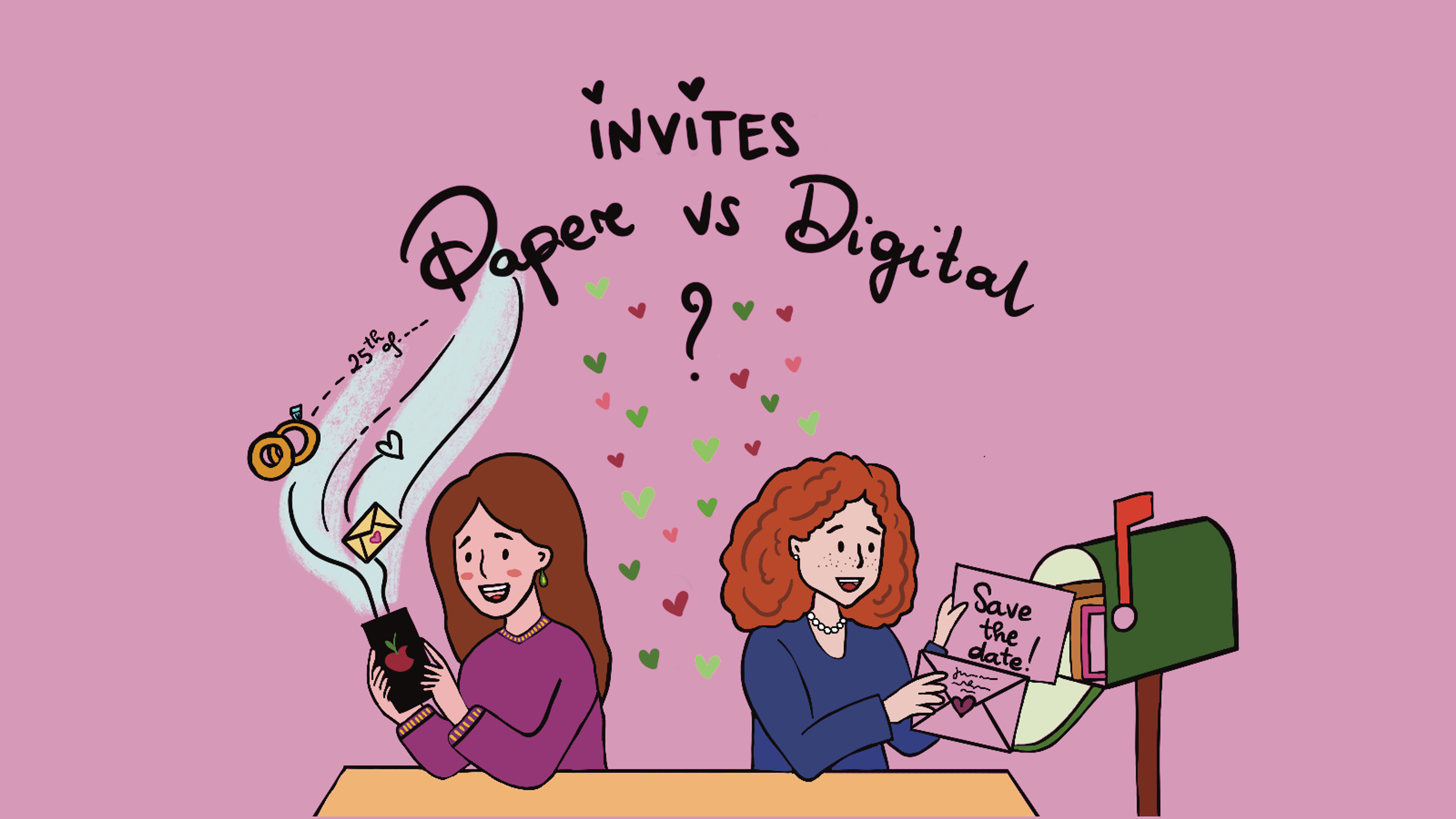 save the date: paper vs digital illustration