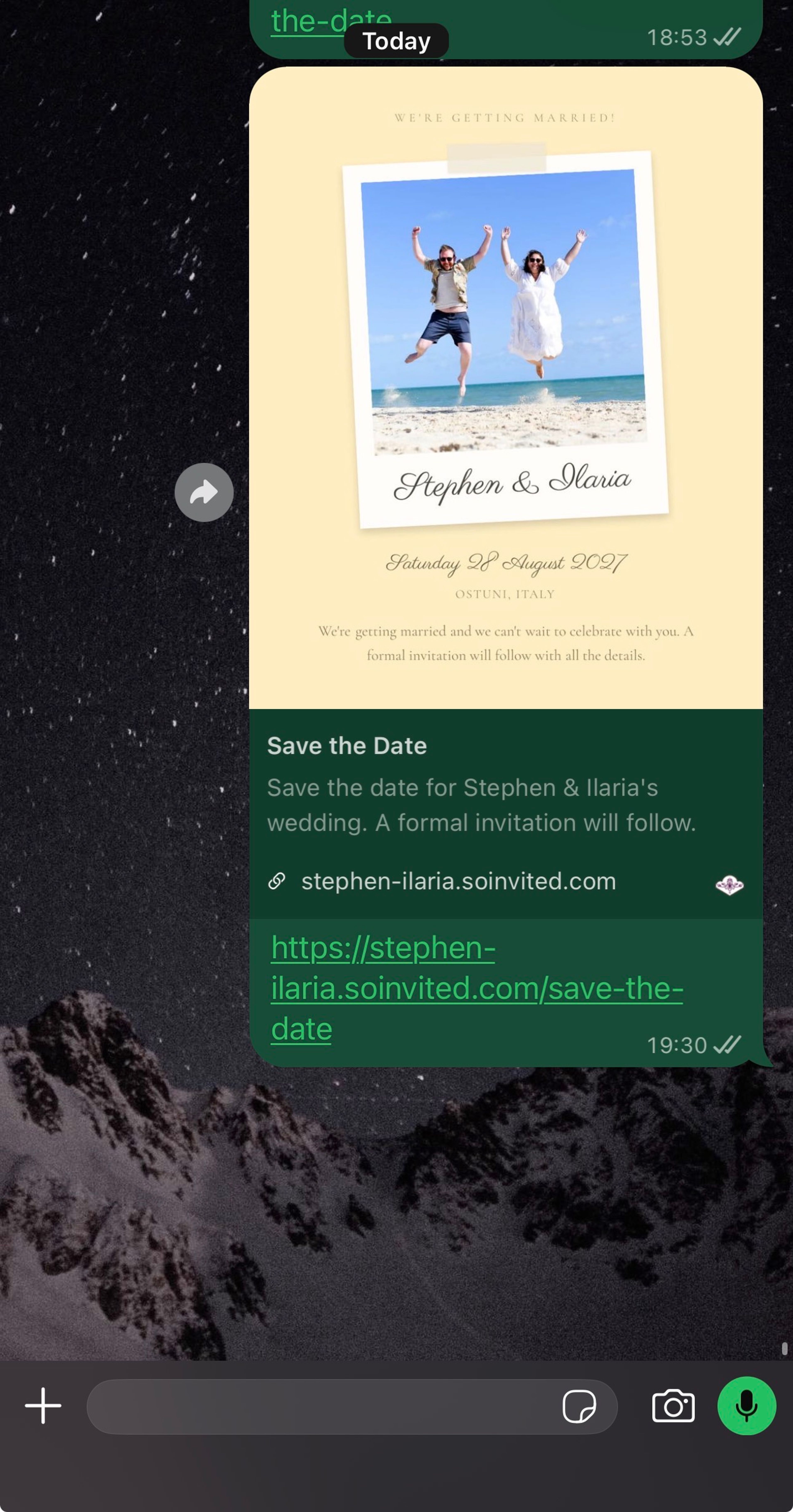 Save the date WhatsApp delivery