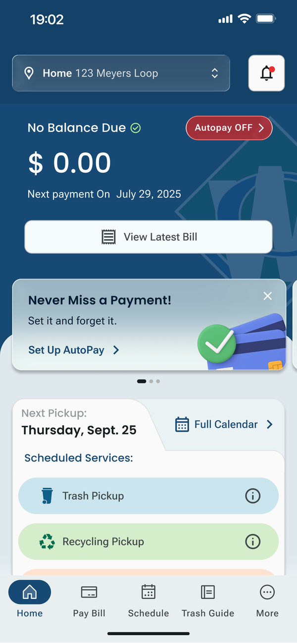 App home screen