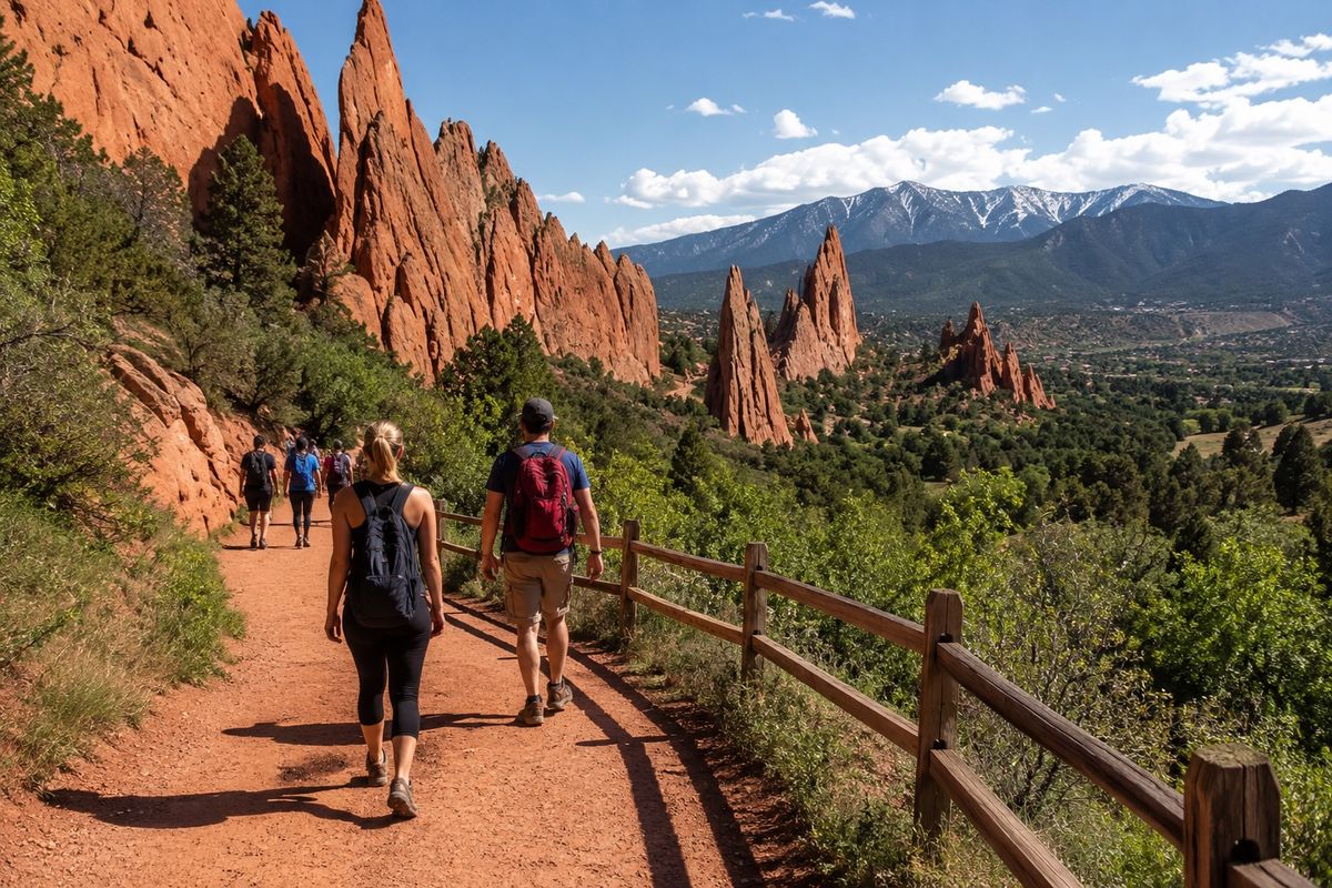 People Hiking in Garden of the Gods Colorado Springs