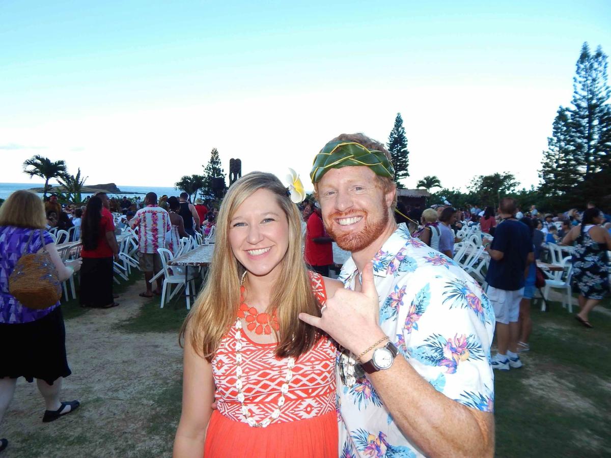 Samantha and Joel at Luau | O'ahu, Hawaii