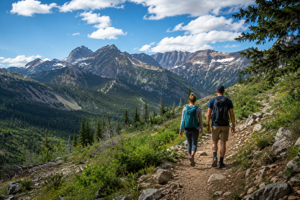 People hiking with backpacks in Colorado