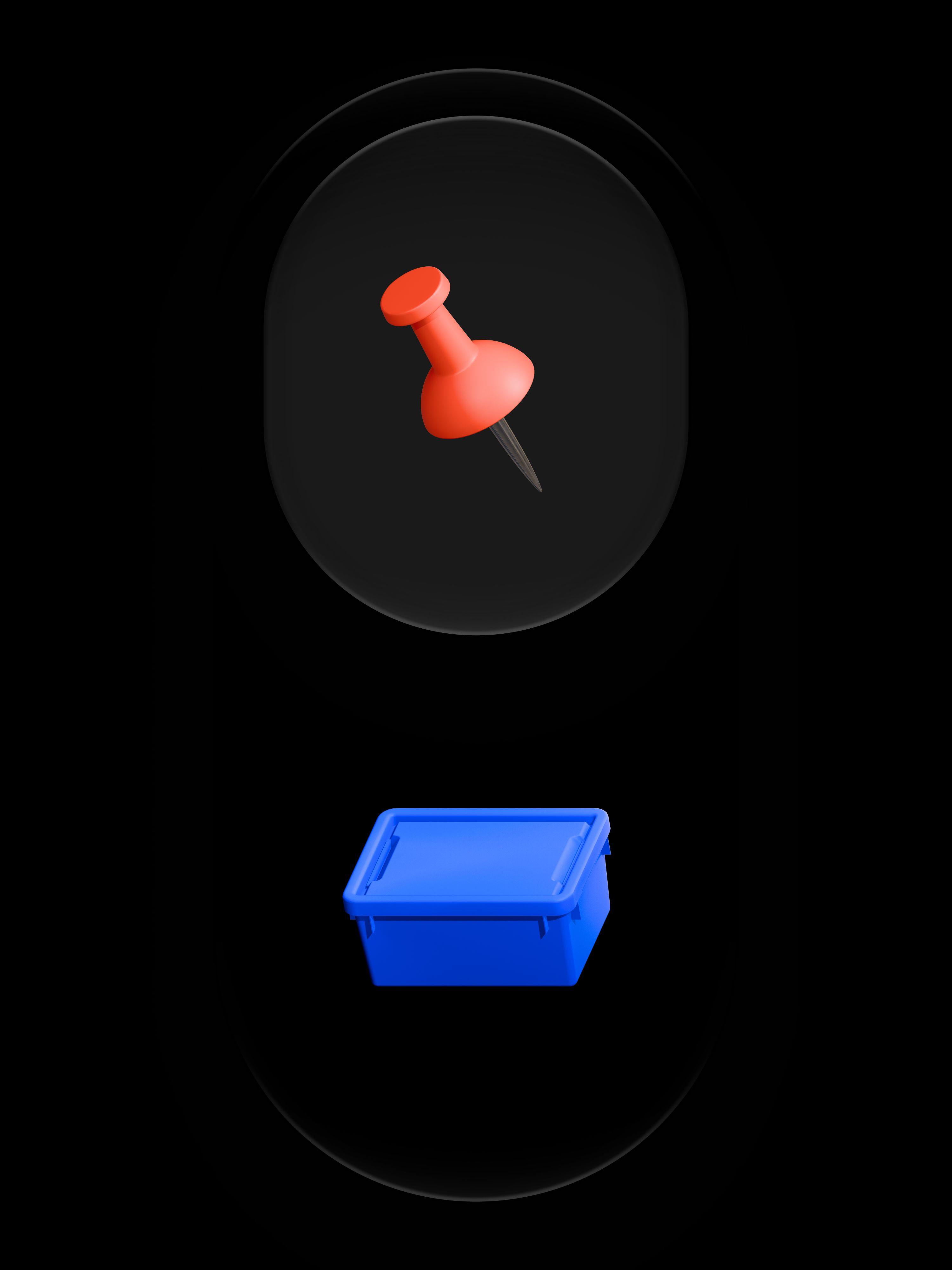3D tab bar icon design for Seagull, an AI-powered app for organizing design files.