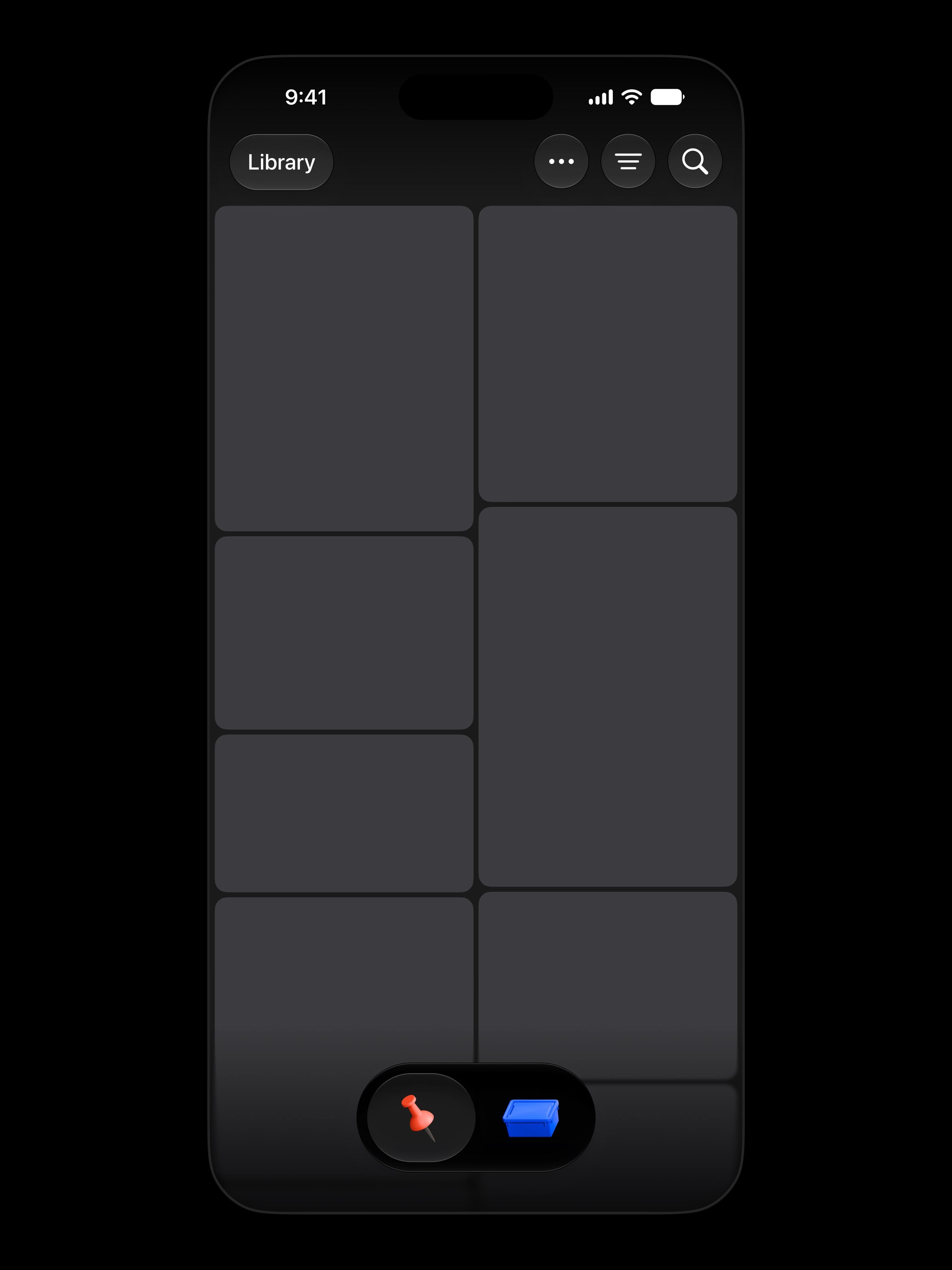 3D tab bar icon design for Seagull, an AI-powered app for organizing design files.
