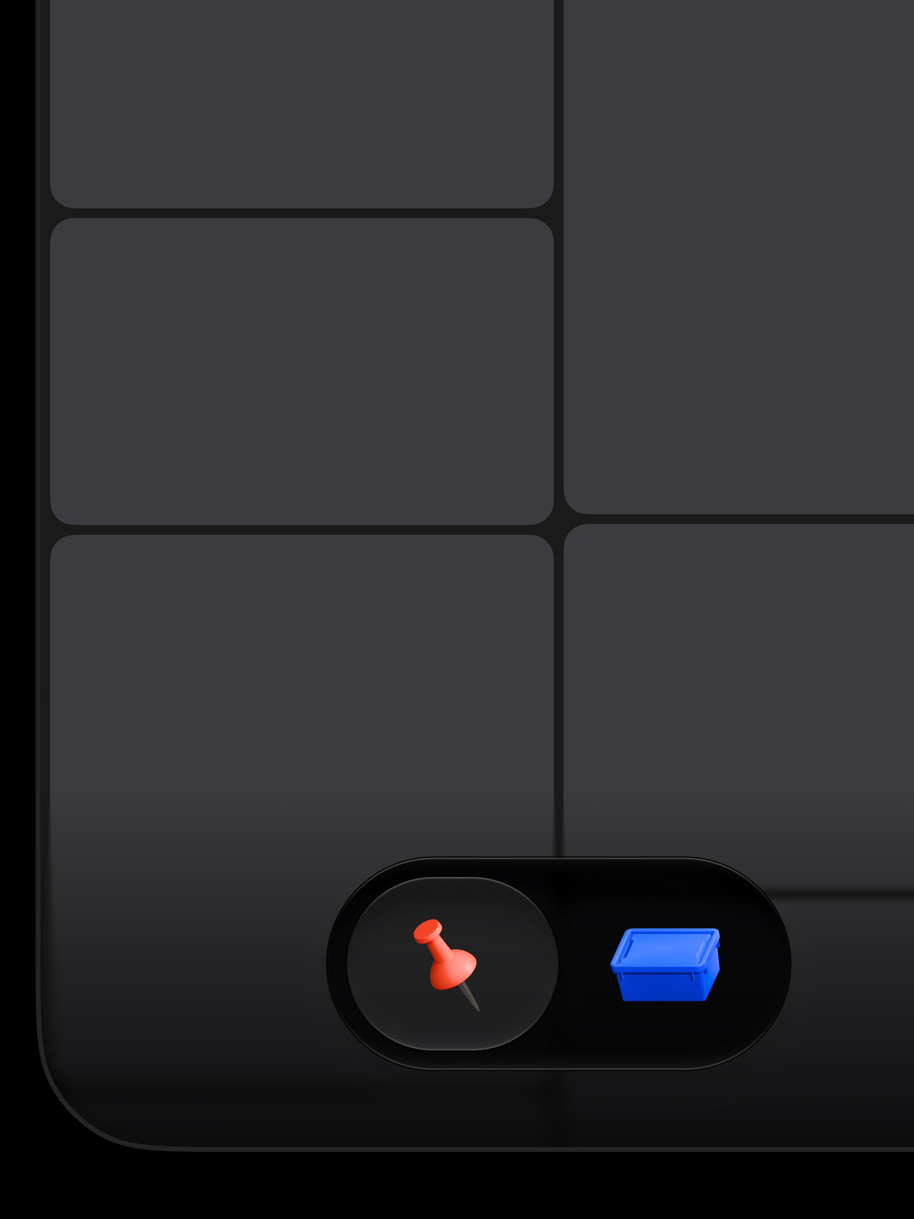 3D tab bar icon design for Seagull, an AI-powered app for organizing design files.