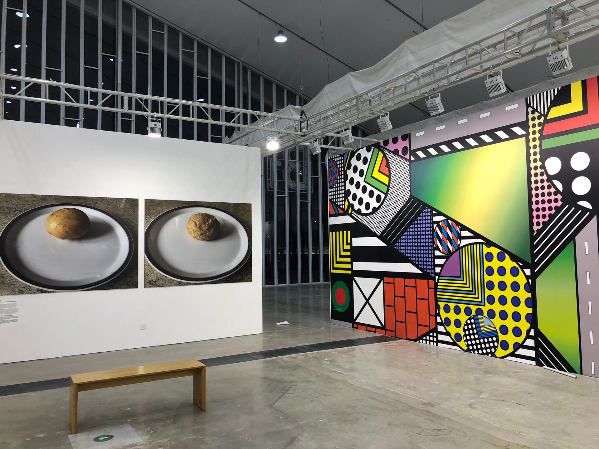 SoAH Urgency of the Arts Research exhibition, Future Lab, Shanghai, November 2019 Image shows work by recent graduates, Dr Ruidi Mu and Dr Kyung Hwa Shon