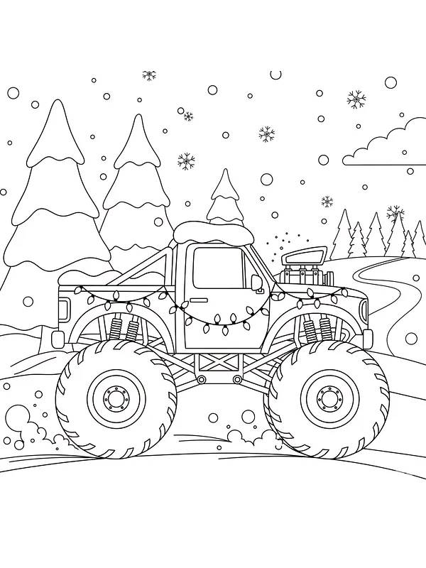 Monster truck i vinterlandskap