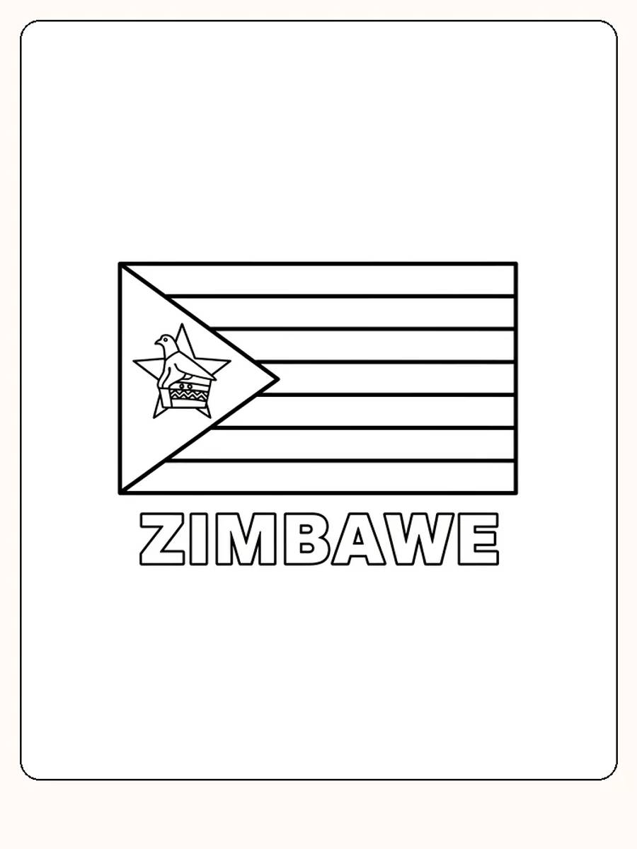 Zimbabwes flagga med symboler, redo för måla
