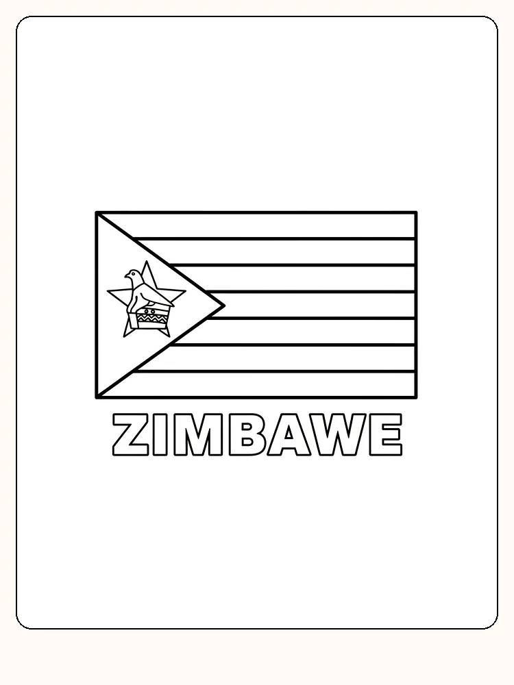 Deutsch:
Die Flagge von Simbabwe mit Symbolen, bereit zum Ausmalen