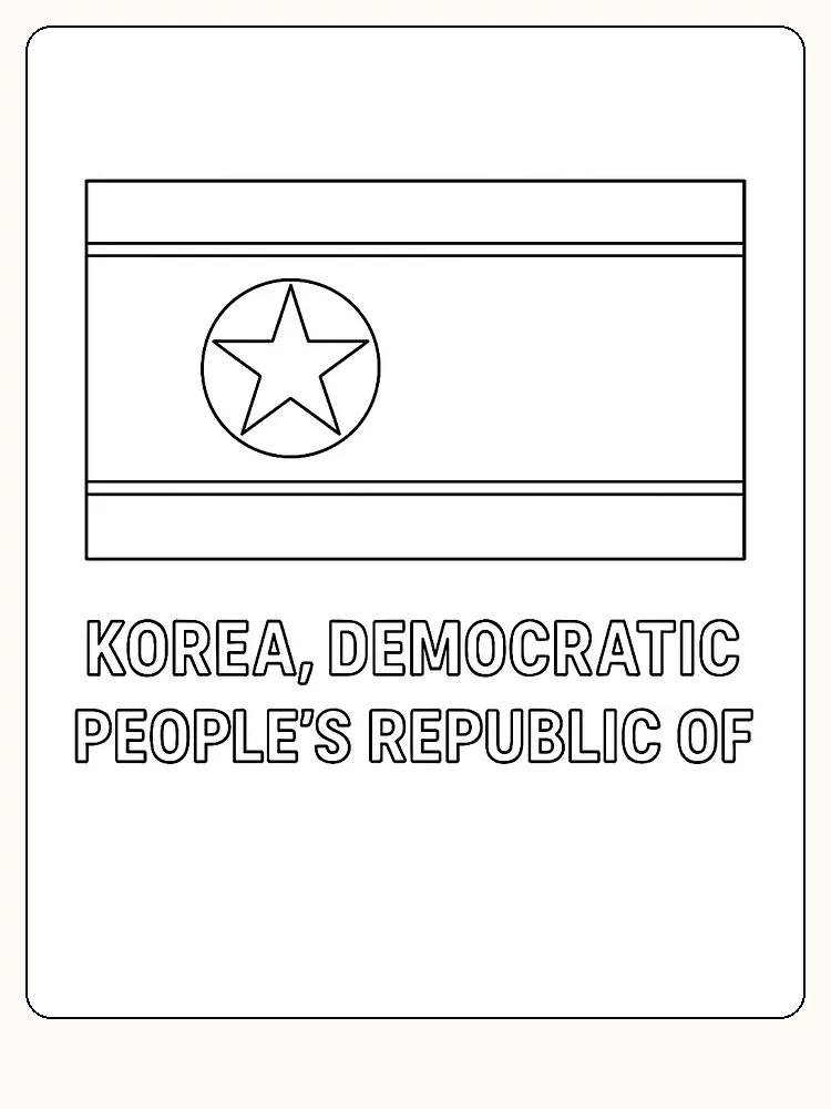 Das Flagge Nordkoreas in Rot, Weiß und Blau, bereit zum Ausmalen.