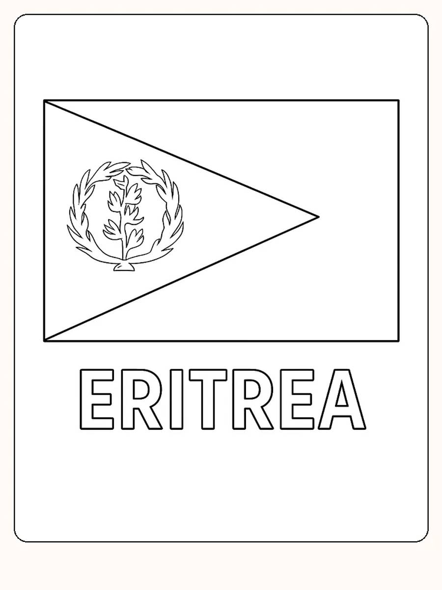 Eritreas flagga med triangelmönster och olivkrans, redo för måla