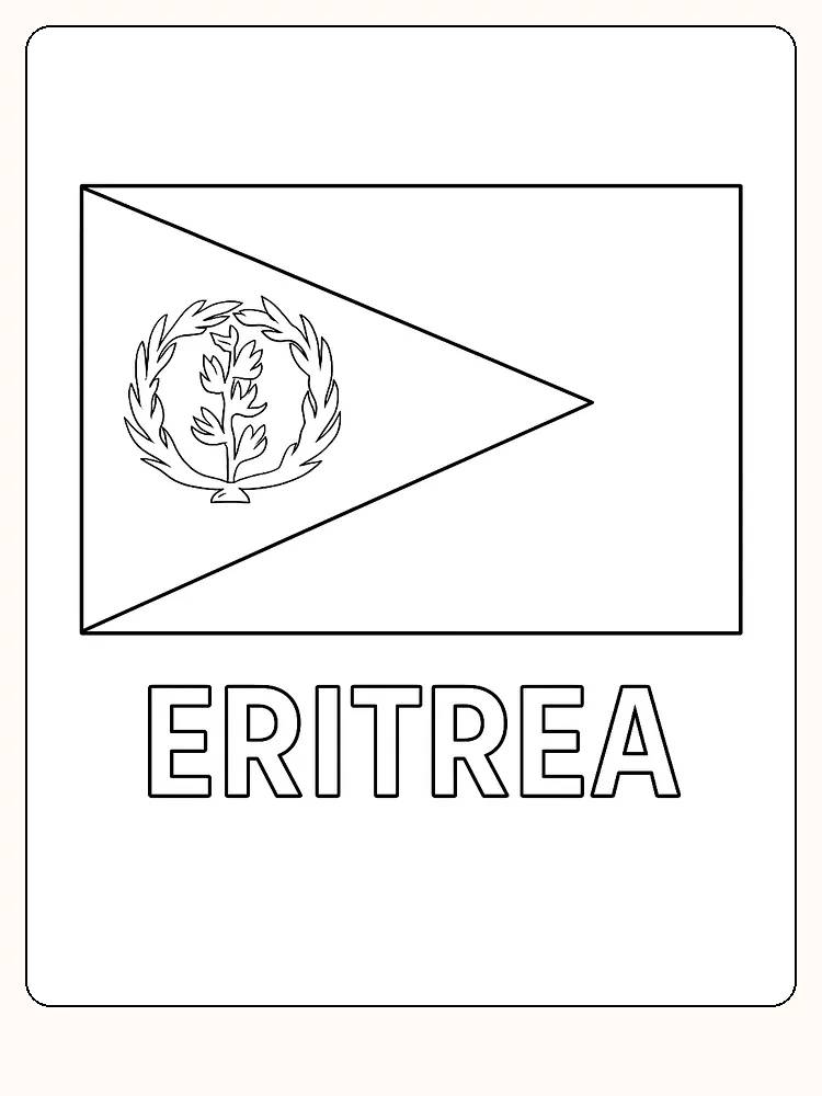 Eritreische Flagge mit Dreieckdesign und Olivenkranz, bereit zum Ausmalen