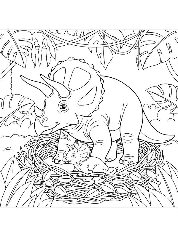 Triceratops med en baby i rede, underkategori