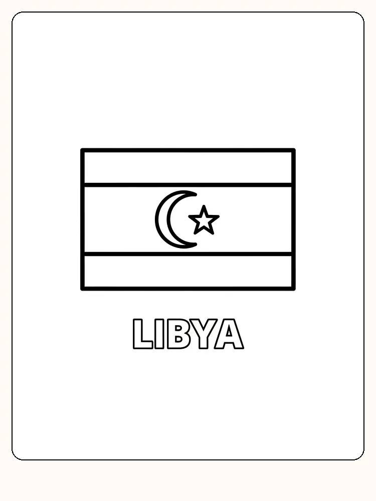 Libyens flagga i rött, svart och grönt med halvmåne och stjärna