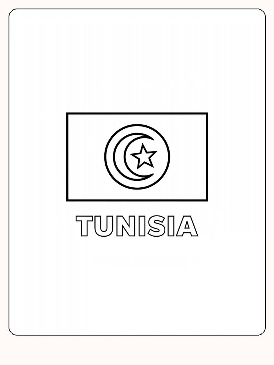 Svensk översättning:  
Tunisisk flagga med röd färg och vitt cirkulärt emblem, redo för måla.