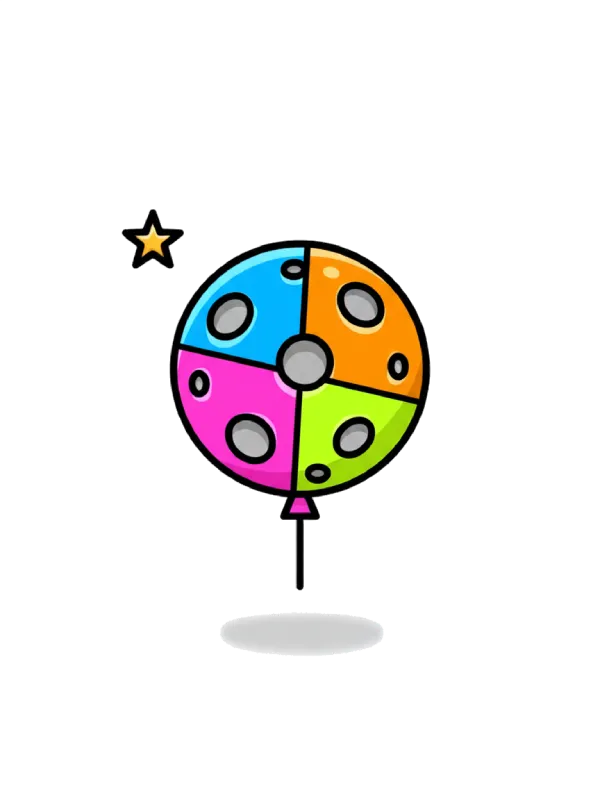 Ballong som er fargelagt med mange flotte farger. 