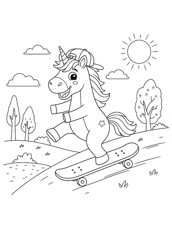 Enhjørning på skateboard