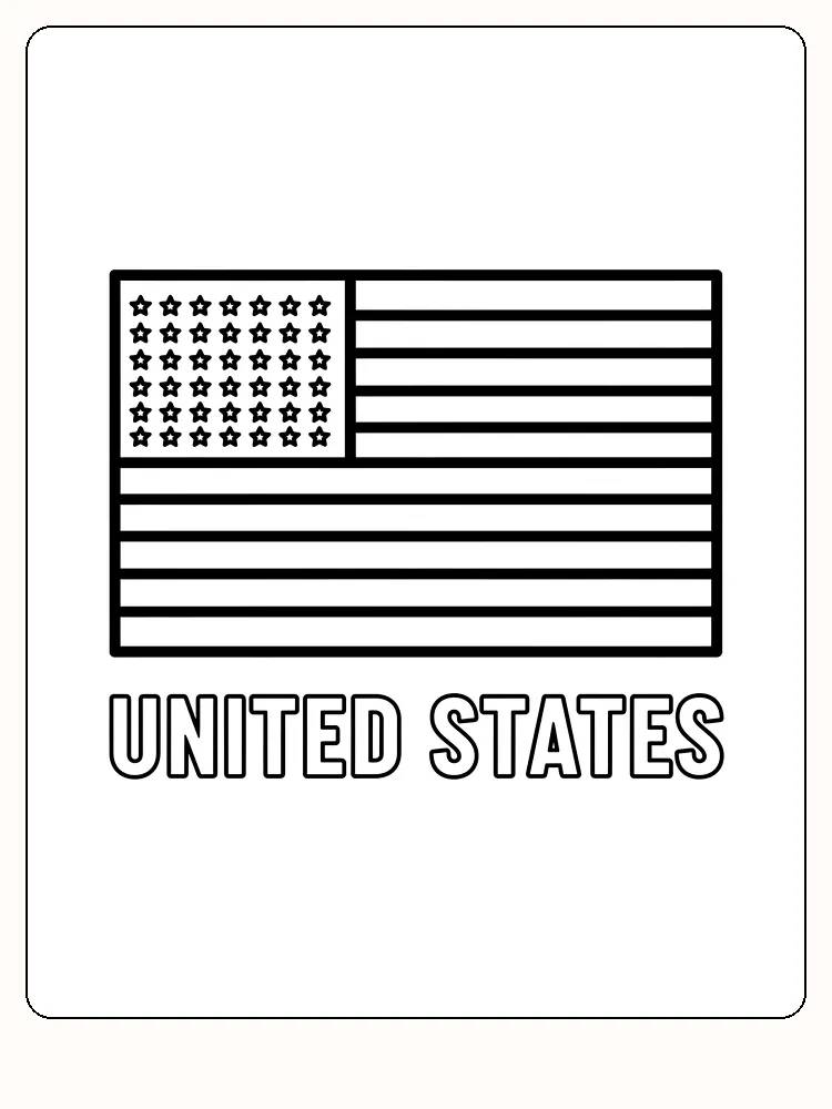 US-Flagge mit Sternen und Streifen, bereit zum Ausmalen