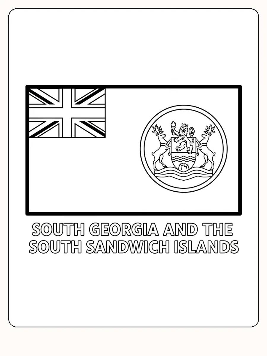Sydgeorgien och Sydsandwichöarnas flagga med Union Jack och vapen, redo att målas