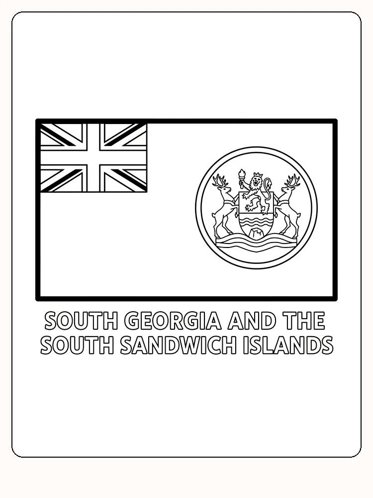 Sydgeorgien och Sydsandwichöarnas flagga med Union Jack och vapen, redo att målas
