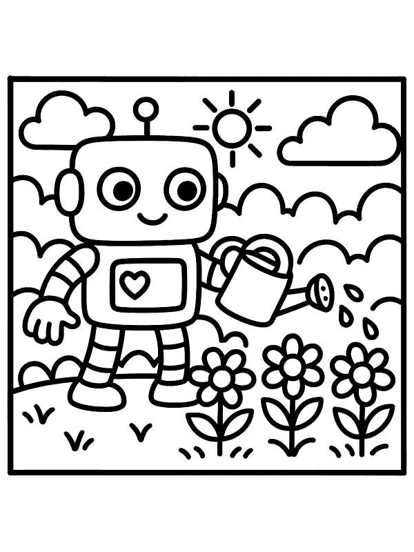 Robot som vanner blomster